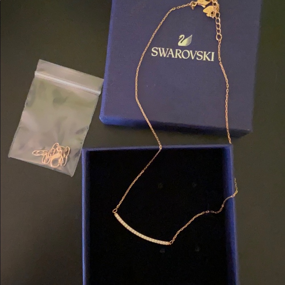 Swarovski Rose Gold Bar Necklace (w/ extender)